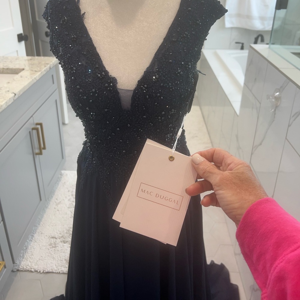 Mac Duggal Midnight Beaded Dress